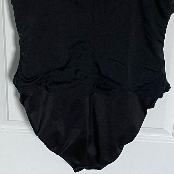 MiracleSuit Black Whit Stitch Detail Ruched One Piece Swimsuit - 35721 - Picture 9 of 12